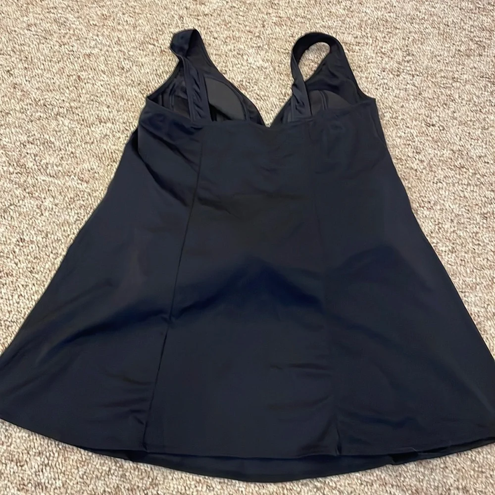 Always for me ring one piece swimsuit with skirt in black and white - Picture 3 of 5